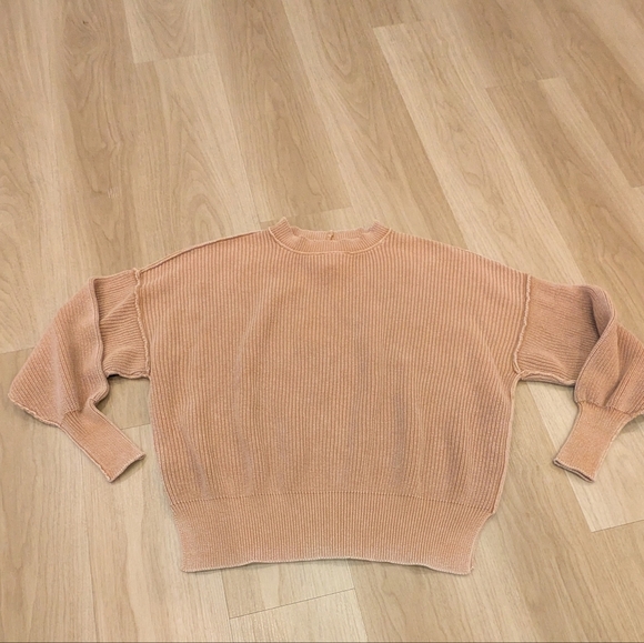 aerie Tops - Aerie Tan Sweater Textured Crewneck Oversized Size XS